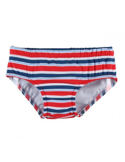 ARCHIMEDE ZWEMBROEK GESTREEPT ROOD/ BLAUW DUBBELE BESCHERMING