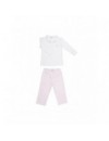 COTOLINI PYJAMA POLO LONG FILLE ALEXINE RAYURE ROSE FLANELLE
